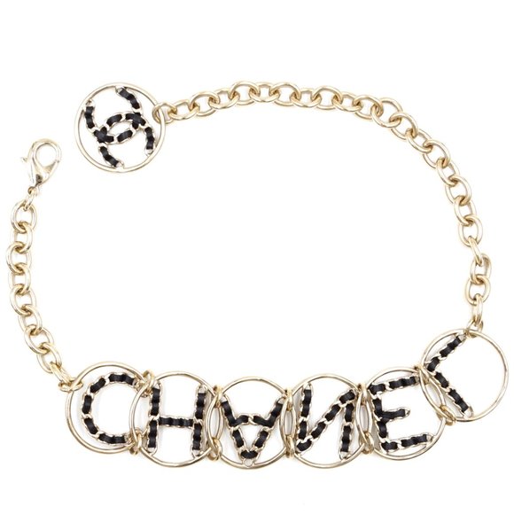 Xxl Cc Logo Spelled Out Gold Choker Necklace - Picture 4 of 8